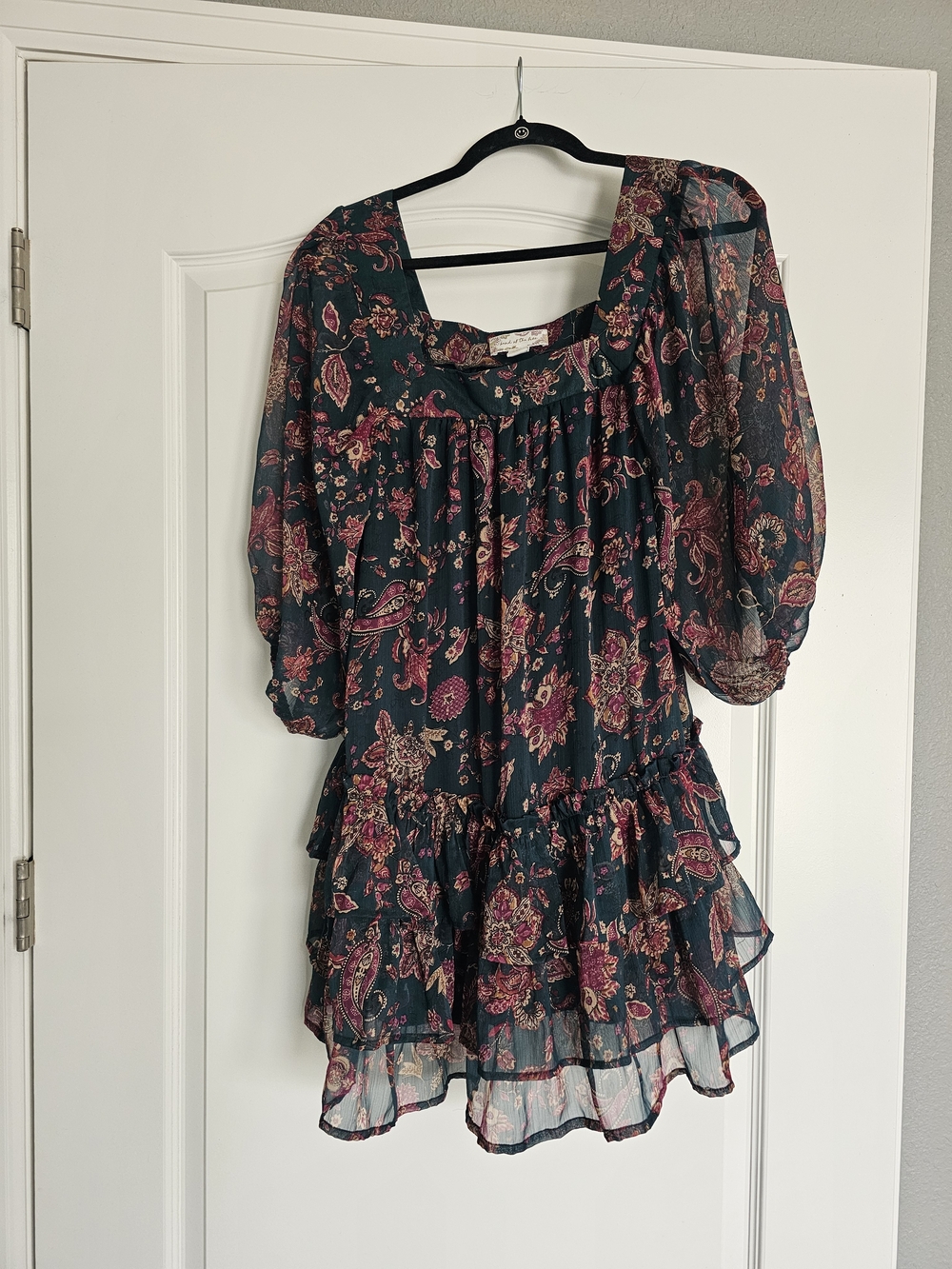 Band of the Free Boho Mini Dress Paisley Tiered XS Free People Style